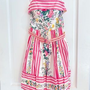 Betsey Johnson Floral and Stripe Strapless Dress